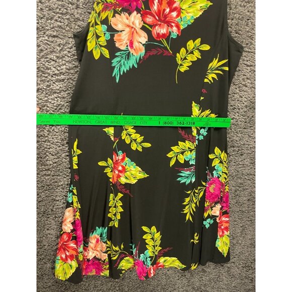 Susan Graves Sundress Women's Medium Black Floral Polyester Stretch Sleeveless - Picture 11 of 14